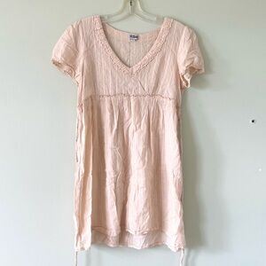 vintage peachy babydoll dress with puffy sleeves